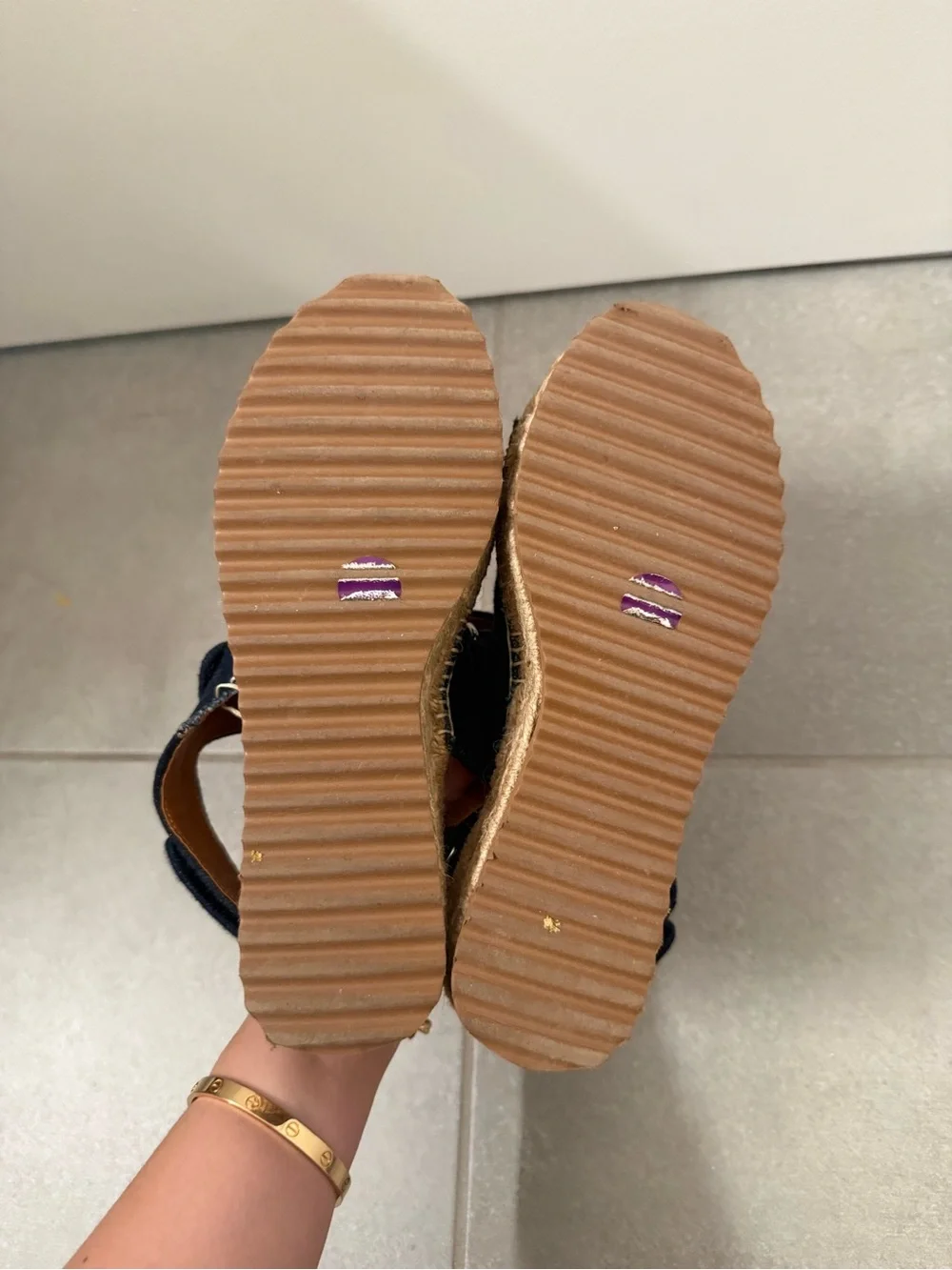 Reformation Size 5 Dark Blue Denim Espadrille Sandals